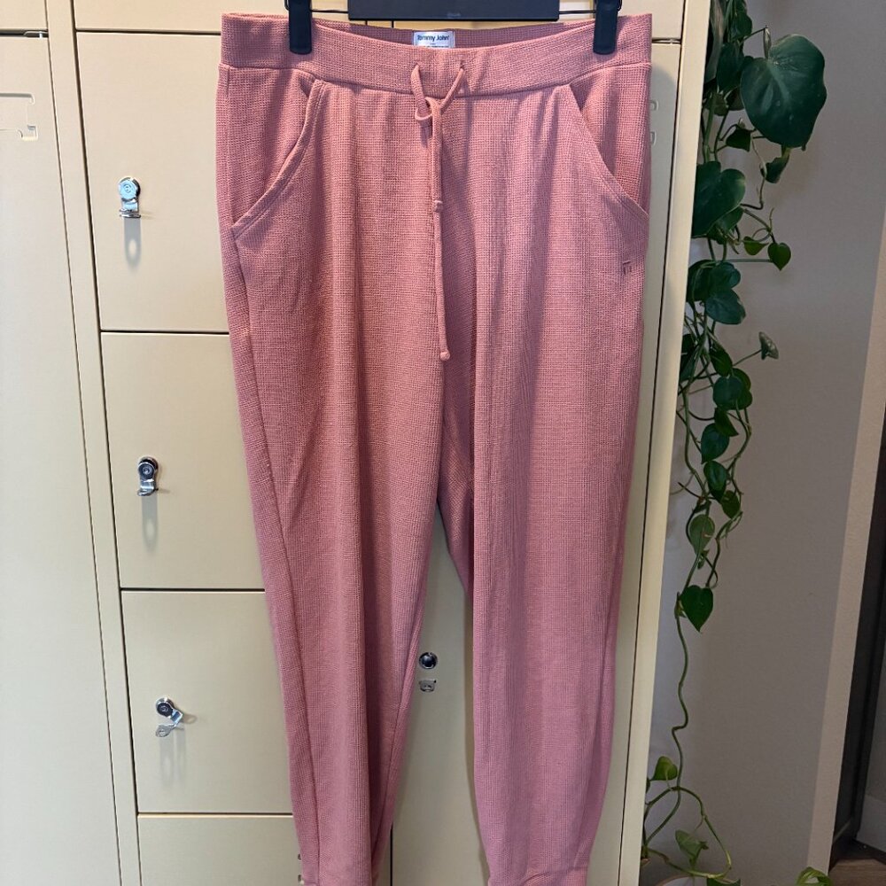 Tommy John Waffle Jogger Pants: Light Mahogany Pink Tan High Rise